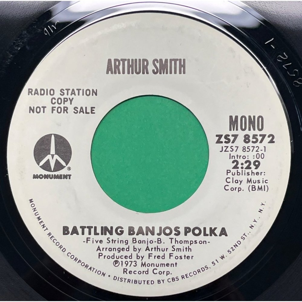 Arthur Smith Battling Banjos Polka 45 Vinyl Promo Monument 8572